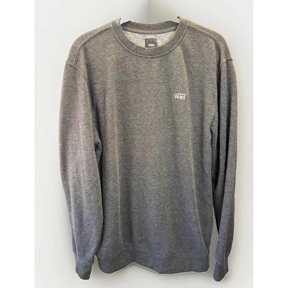 VANS Men Pullover Crew Neck Fleece Sweatshirt  charcoal grey L Logo  VNOA3HQ1BHH